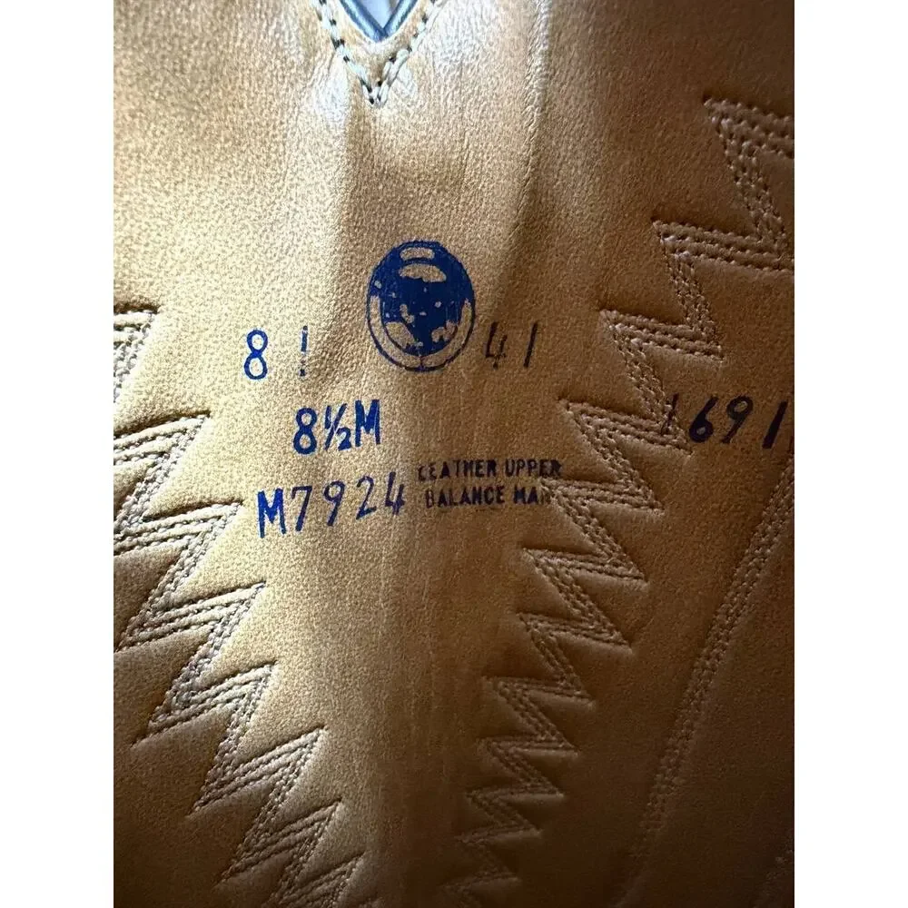 Men’s Leather Western Cowboy Boots Size 8.5 M Tan Brown